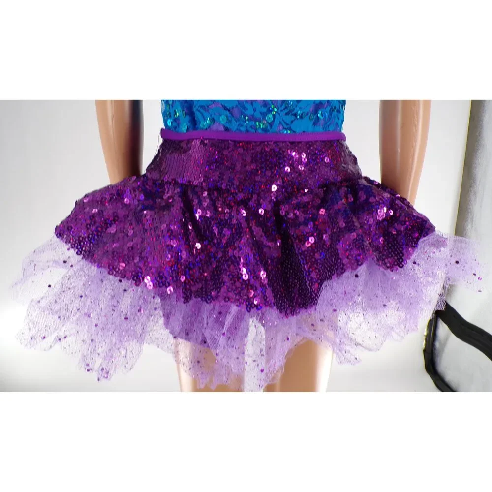 Pre-Owned Dance Costume Weissman 9720 Large Child Turquoise Jazz